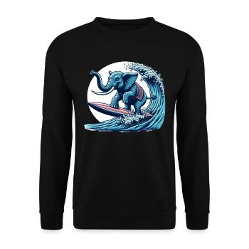 Surfing elephant - Unisex Sweatshirt - black - Front - Alina (178cm) & Michal (187cm)