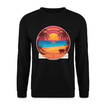 Schwein im Exuma Bahamas Sonnenuntergang - Unisex Pullover - Schwarz - Vorne - Alina (178cm) & Michal (187cm)