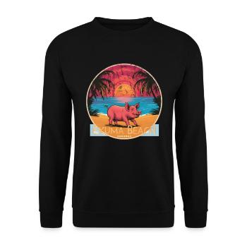 Schwein im Exuma Bahamas Sonnenuntergang - Unisex Pullover - Schwarz - Vorne - Alina (178cm) & Michal (187cm)