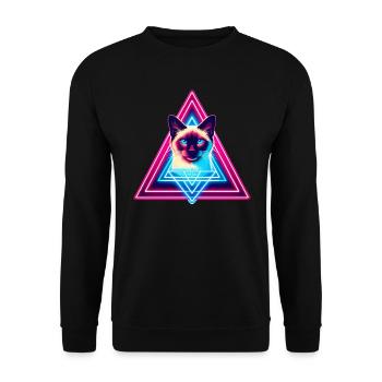 Siamese cat in 80s style triangle - Unisex Sweatshirt - black - Front - Alina (178cm) & Michal (187cm)
