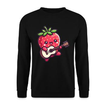 Cute strawberry with guitar - Unisex Sweatshirt - black - Front - Alina (178cm) & Michal (187cm)