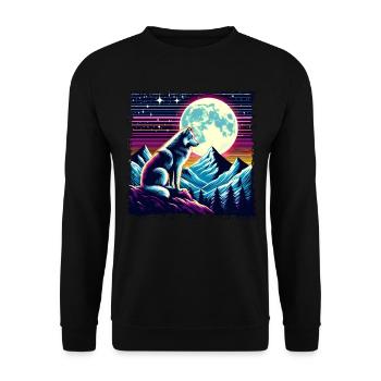 Wolfsnacht in retro style - Unisex Sweatshirt - black - Front - Alina (178cm) & Michal (187cm)