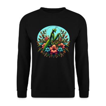 Mante religieuse dans une mer de fleurs - Sweat-shirt Unisexe - noir - Devant - Alina (178cm) & Michal (187cm)
