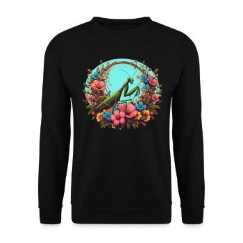 Mante religieuse dans une mer de fleurs - Sweat-shirt Unisexe - noir - Devant - Alina (178cm) & Michal (187cm)