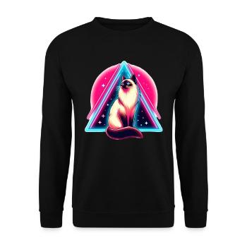 Siamese cat in 80s style triangle - Unisex Sweatshirt - black - Front - Alina (178cm) & Michal (187cm)
