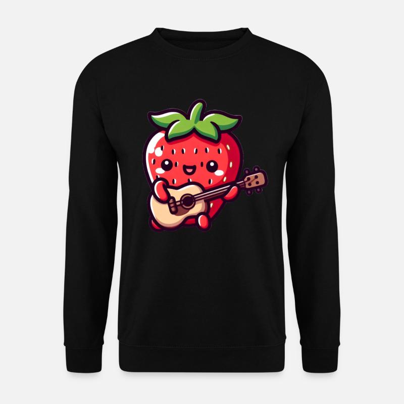 Cute strawberry with guitar - Unisex Sweatshirt - black