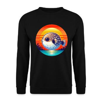 Poisson-globe au coucher du soleil - Sweat-shirt Unisexe - noir - Devant - Alina (178cm) & Michal (187cm)