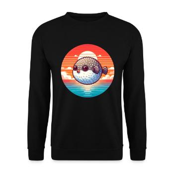 Poisson-globe au coucher du soleil - Sweat-shirt Unisexe - noir - Devant - Alina (178cm) & Michal (187cm)