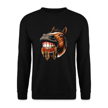 Pasta Lover Horse - Unisex Sweatshirt - black - Front - Alina (178cm) & Michal (187cm)
