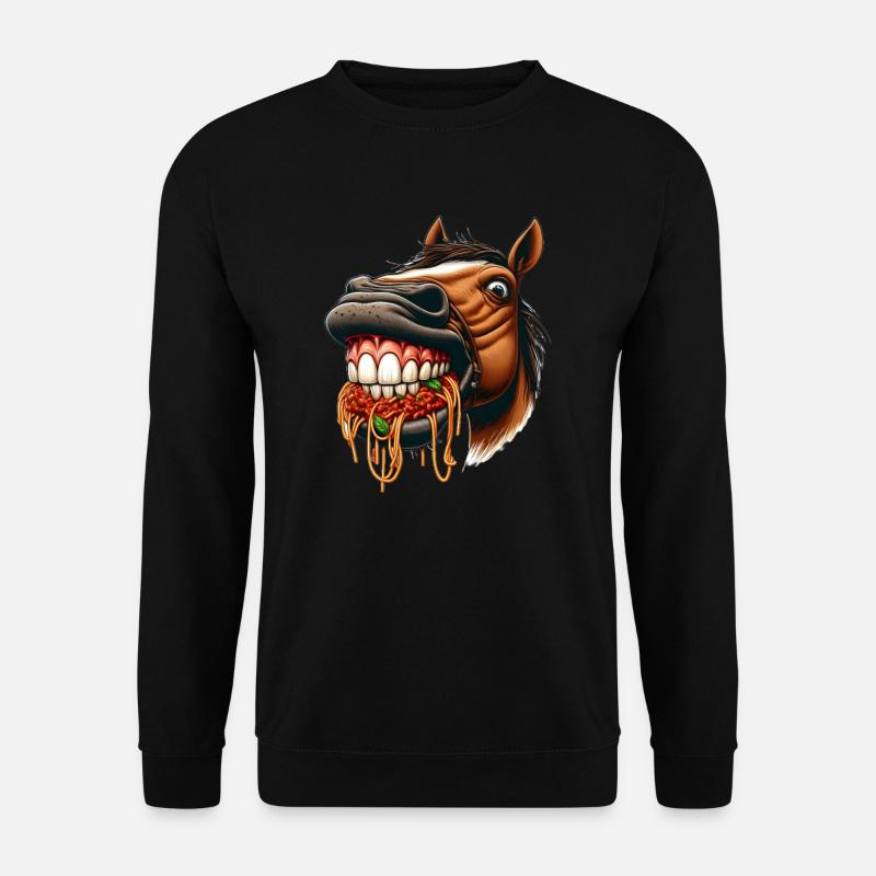 Pasta-Liebhaber-Pferd - Unisex Pullover - Schwarz
