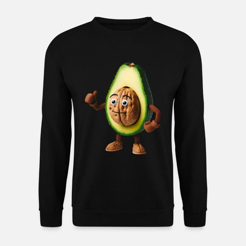 Niedliche Avocado mit Walnusskern! - Unisex Pullover - Schwarz