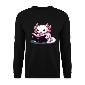 Reading Axolotl - Unisex Sweatshirt - black - Front - Alina (178cm) & Michal (187cm)
