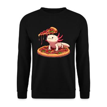 Pizza Party for Axolotl - Unisex Sweatshirt - black - Front - Alina (178cm) & Michal (187cm)