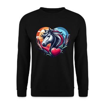 Horse Head Heart Horse Lover - Unisex Sweatshirt - black - Front - Alina (178cm) & Michal (187cm)