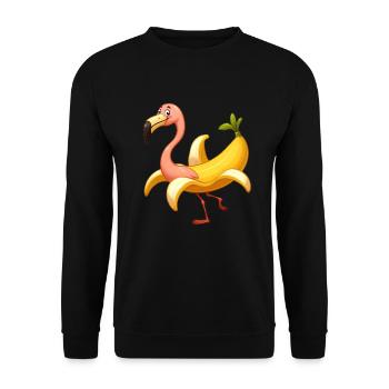 Bananen Flamingo - Unisex Pullover - Schwarz - Vorne - Alina (178cm) & Michal (187cm)