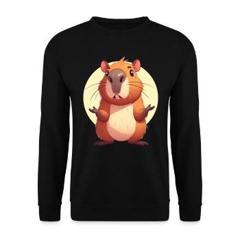 Confused Capybara - Unisex Sweatshirt - black - Front - Alina (178cm) & Michal (187cm)