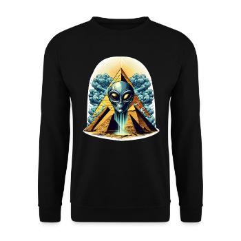 Tête extraterrestre dans la pyramide - Sweat-shirt Unisexe - noir - Devant - Alina (178cm) & Michal (187cm)