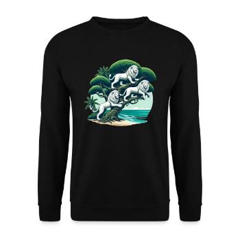 Trois lions blancs sur un arbre - Sweat-shirt Unisexe - noir - Devant - Alina (178cm) & Michal (187cm)