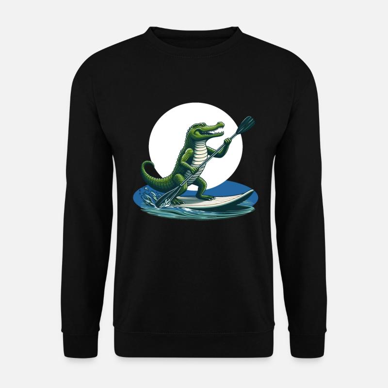 Crocodile doing stand-up paddling - Unisex Sweatshirt - black