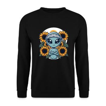 Alien Bandana Sunflowers Sci-Fi - Unisex Sweatshirt - black - Front - Alina (178cm) & Michal (187cm)