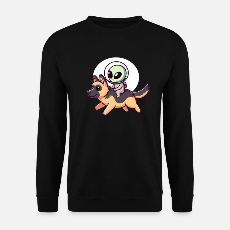Alien auf Schäferhund - Unisex Pullover - Schwarz