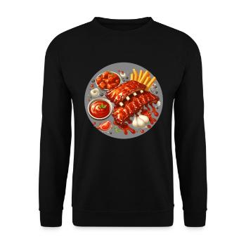 Délicieuses côtes levées au barbecue - Sweat-shirt Unisexe - noir - Devant - Alina (178cm) & Michal (187cm)