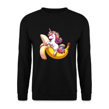 Unicorn on banana - Unisex Sweatshirt - black - Front - Alina (178cm) & Michal (187cm)