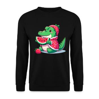 Crocodile en costume de pastèque - Sweat-shirt Unisexe - noir - Devant - Alina (178cm) & Michal (187cm)