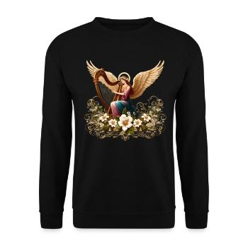 Engel auf Wolken - Für Christen - Unisex Pullover - Schwarz - Vorne - Alina (178cm) & Michal (187cm)