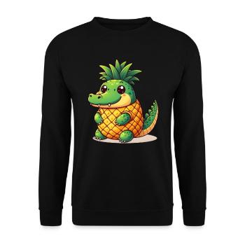 Ananas Krokodil - Unisex Pullover - Schwarz - Vorne - Alina (178cm) & Michal (187cm)
