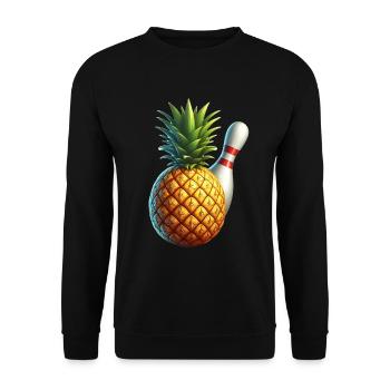 Bowlingkugel und Ananas - Unisex Pullover - Schwarz - Vorne - Alina (178cm) & Michal (187cm)