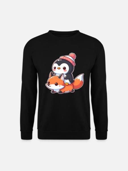 Penguin rides fox - Unisex Sweatshirt - black
