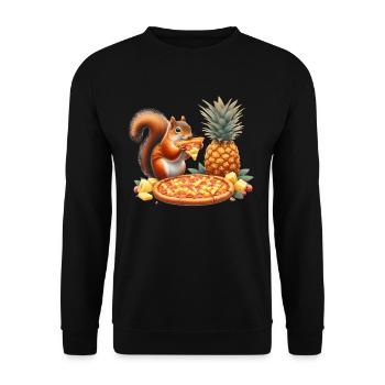 Squirrel enjoying pizza - Unisex Sweatshirt - black - Front - Alina (178cm) & Michal (187cm)