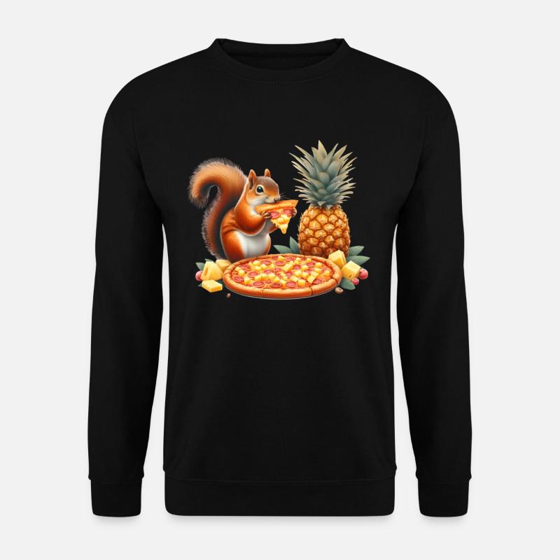 Squirrel enjoying pizza - Unisex Sweatshirt - black