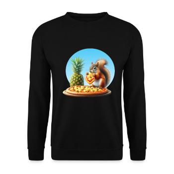 Squirrel enjoying pizza - Unisex Sweatshirt - black - Front - Alina (178cm) & Michal (187cm)