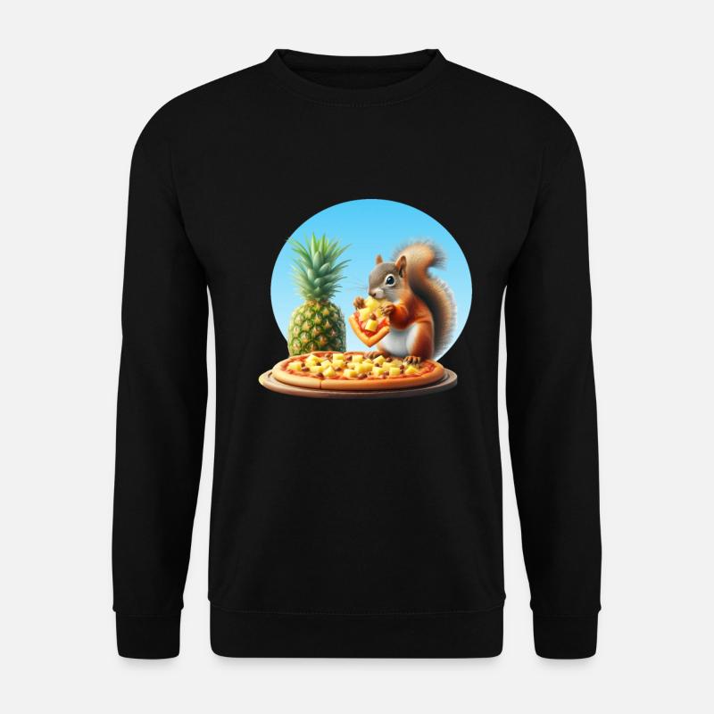 Eichhörnchen genießt Pizza - Unisex Pullover - Schwarz
