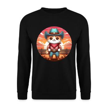 Cowboy-Katze - Unisex Pullover - Schwarz - Vorne - Alina (178cm) & Michal (187cm)