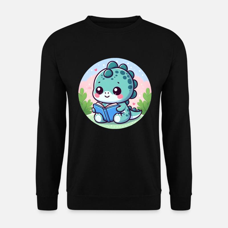 Lesender Dinosaurier - Unisex Pullover - Schwarz