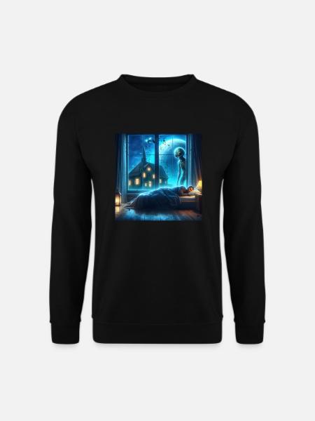 Alien observes sleeping human - Unisex Sweatshirt - black
