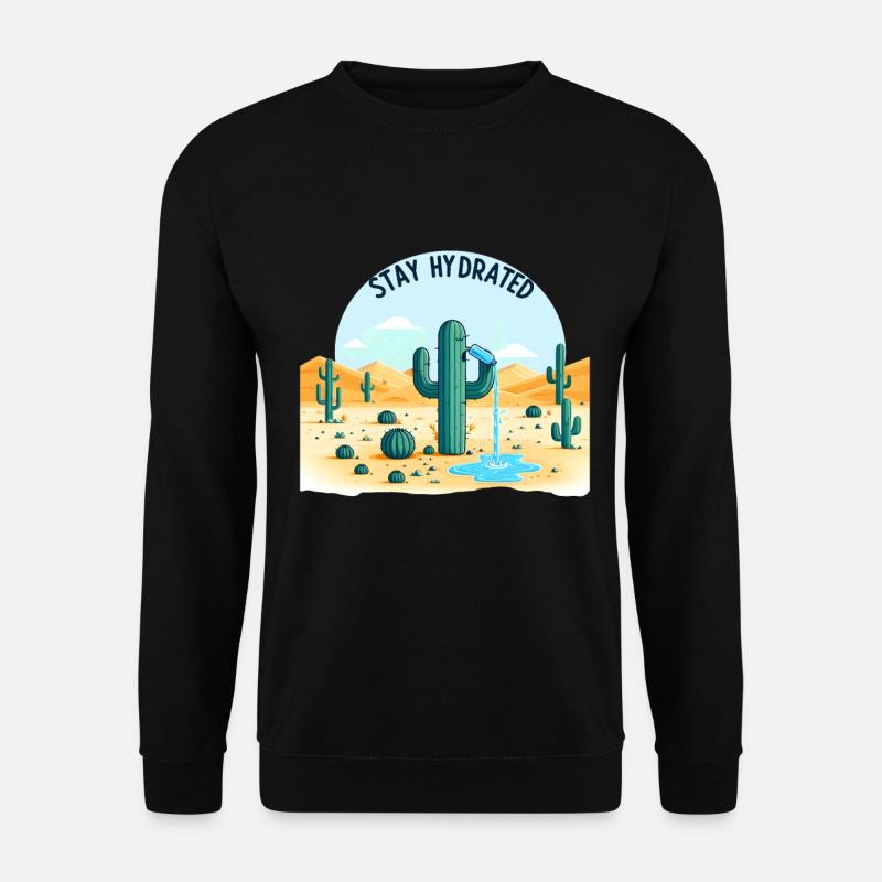 Hydrating cactus in the desert - Unisex Sweatshirt - black