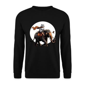 Proud cat riding elephant - Unisex Sweatshirt - black - Front - Alina (178cm) & Michal (187cm)