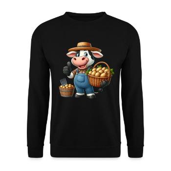 Harvest cow Fresh potatoes from the field - Unisex Sweatshirt - black - Front - Alina (178cm) & Michal (187cm)