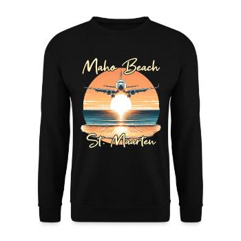 Airplane show over Maho Beach - Unisex Sweatshirt - black - Front - Alina (178cm) & Michal (187cm)