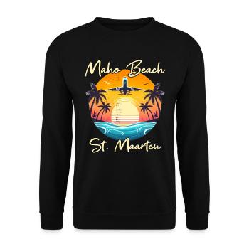 Airplane show over Maho Beach - Unisex Sweatshirt - black - Front - Alina (178cm) & Michal (187cm)