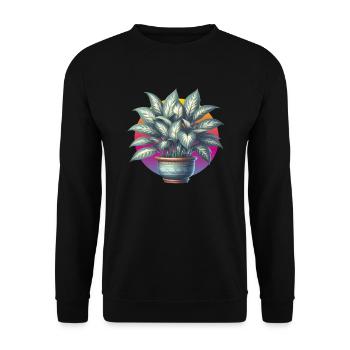 Dieffenbachia plant in pot - Unisex Sweatshirt - black - Front - Alina (178cm) & Michal (187cm)