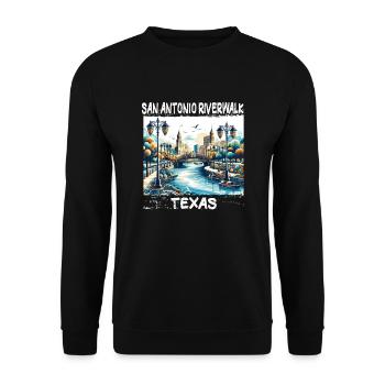 San Antonio Riverwalk, Texas - Unisex Sweatshirt - black - Front - Alina (178cm) & Michal (187cm)