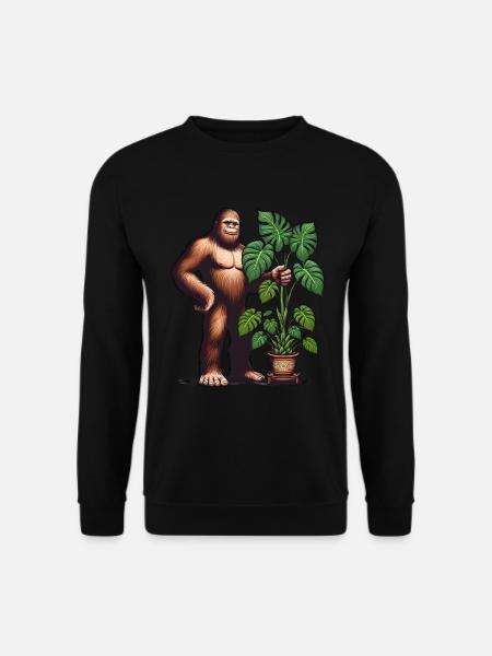 Bigfoot mit Monstera Pflanze - Unisex Pullover - Schwarz