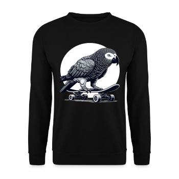 Perroquet gris africain sur skateboard - Sweat-shirt Unisexe - noir - Devant - Alina (178cm) & Michal (187cm)