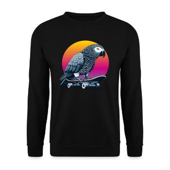 Perroquet gris africain sur skateboard - Sweat-shirt Unisexe - noir - Devant - Alina (178cm) & Michal (187cm)