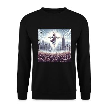 Jesus on New York - Unisex Sweatshirt - black - Front - Alina (178cm) & Michal (187cm)